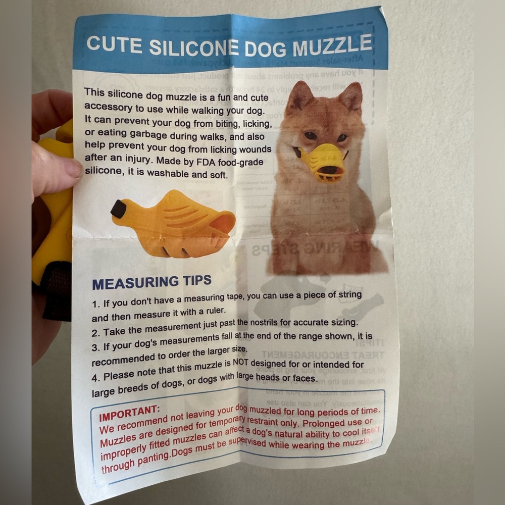 Yellow Silicone Dog Muzzle‎